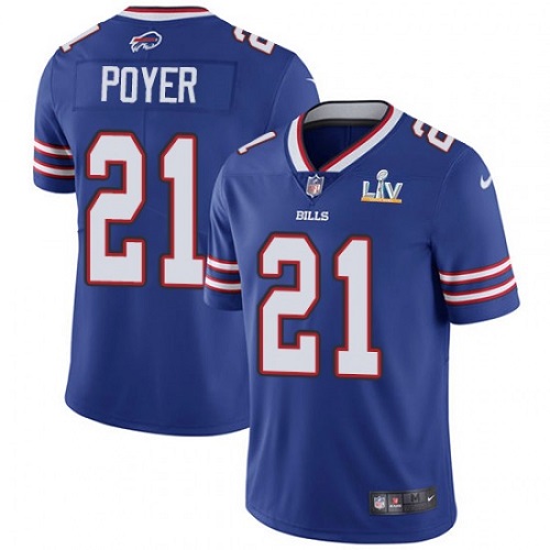 Men's Buffalo Bills #21 Jordan Poyer Blue NFL 2021 Super Bowl LV Stitched Jersey